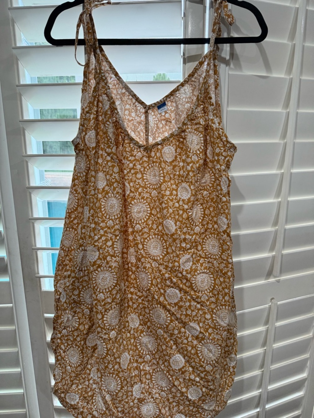Old Navy Mustard and White Floral V-Neck Sundress with Adjustable Strals